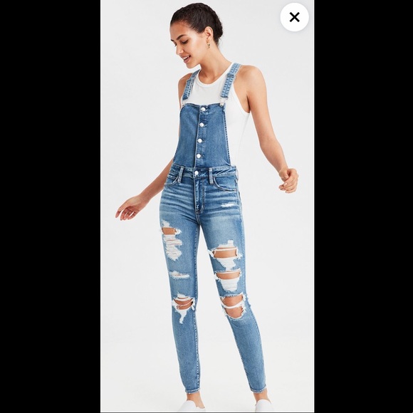 ripped skinny jean overalls